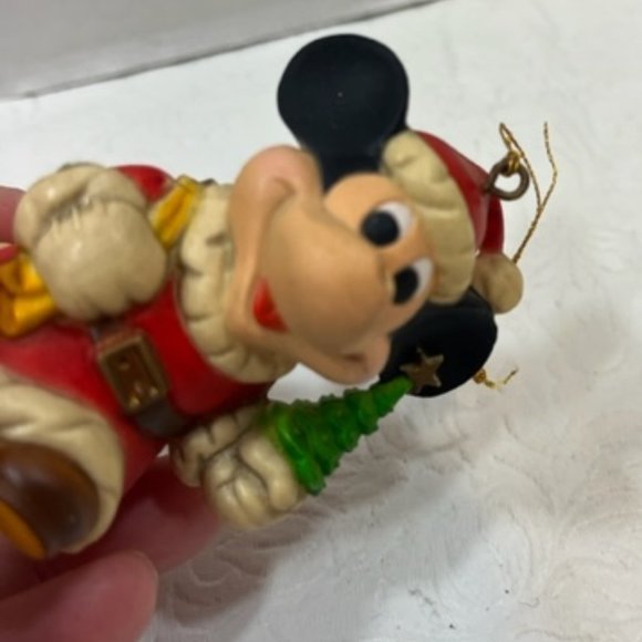 VTG Disney Santa Mickey Mouse w/Toy Sack & Tree Christmas Ornament 2.5" - Picture 7 of 9